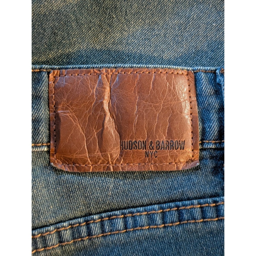 Hudson & Barrow NYC Mens Slim Stretch Denim Jean Shorts Size 30 Blue Cuffed - Picture 3 of 6
